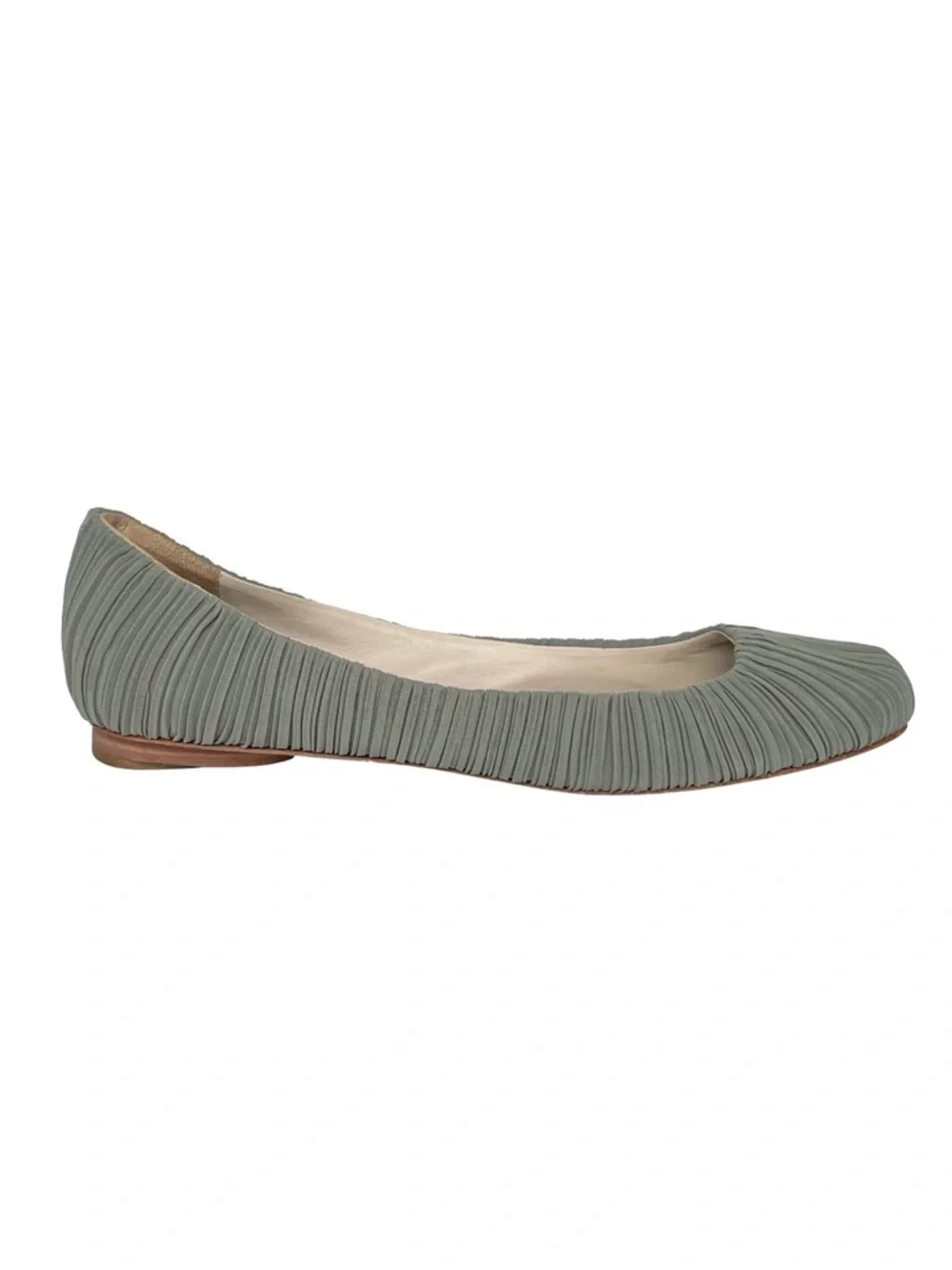 Dusica Sacks Pleated Ballet Flats Gray Sculpted Heel Italy 40